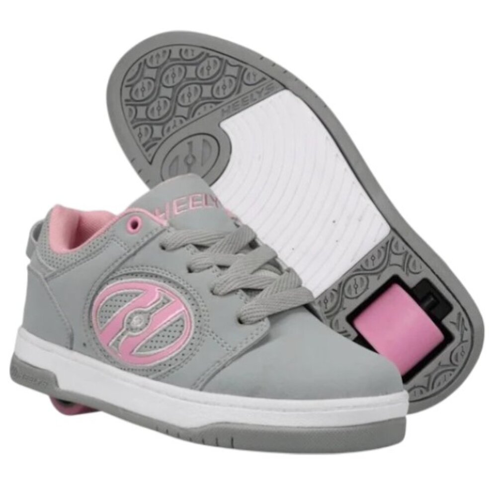 Heelys Voyager Tennis Shoe Skates 5Y 6 Women Gray Pink